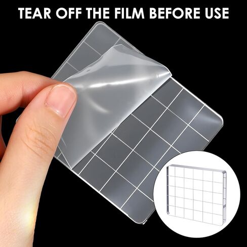 4Pcs Acrylic Blocks for Stamping, Acrylic Stamp Blocks, Clear Stamping Tools Set with Grid Lines for Scrapbooking DIY Crafts Card Making in Saudi Arabia