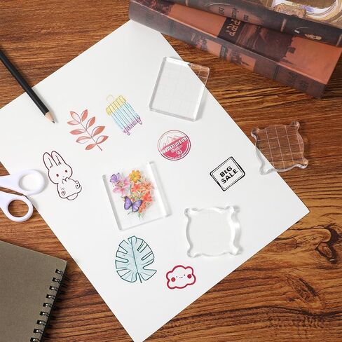 4Pcs Acrylic Blocks for Stamping, Acrylic Stamp Blocks, Clear Stamping Tools Set with Grid Lines for Scrapbooking DIY Crafts Card Making in Saudi Arabia