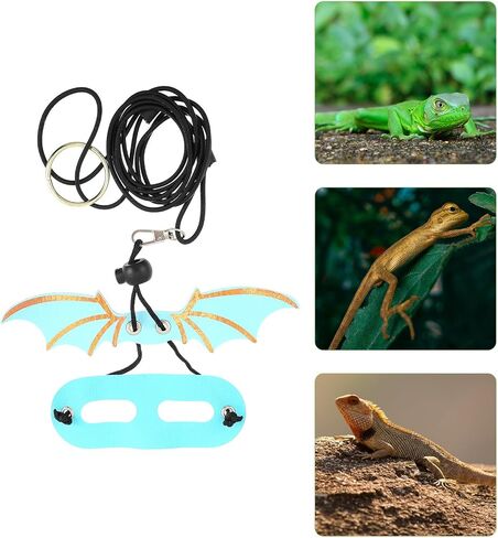 Luxshiny 5pcs Adjustable Blue Reptile Harness Leash Set with Wing Design for Small Lizards and Geckos, Lightweight Pet Traction Belt for Outdoor Walking and Travel in Kuwait