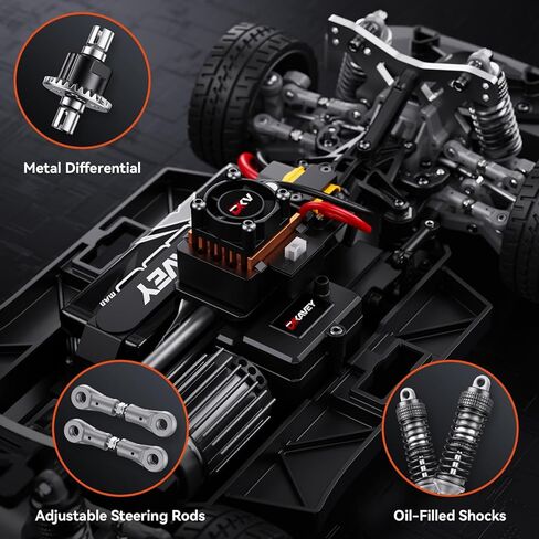 1:12 RC Rally Car Fast 45 MPH، سيارة الانجراف مع الدوران 4X4، سيارات RC سريعة بدون فرش، 1/12 سيارات التحكم عن بعد للبالغين للدفع الرباعي، لمضمار السباق والطين المتوافق مع بطارية 3S - أصفر in Kuwait