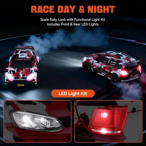 1:12 RC Rally Car Fast 45 MPH، سيارة الانجراف مع الدوران 4X4، سيارات RC سريعة بدون فرش، 1/12 سيارات التحكم عن بعد للبالغين للدفع الرباعي، لمضمار السباق والطين المتوافق مع بطارية 3S - أصفر in Kuwait