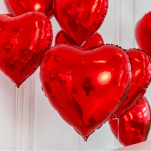 20Pcs Red Heart Balloons 18 inch Foil Heart Shaped Balloons Large Valentines Balloons Helium Support for Valentines Day Wedding Bridal Showers Engagement Anniversary Valentine's Day Decorations in Saudi Arabia