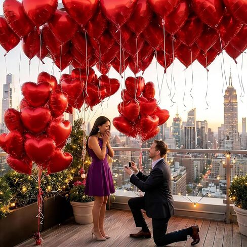 20Pcs Red Heart Balloons 18 inch Foil Heart Shaped Balloons Large Valentines Balloons Helium Support for Valentines Day Wedding Bridal Showers Engagement Anniversary Valentine's Day Decorations in Saudi Arabia