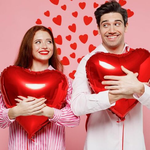 20Pcs Red Heart Balloons 18 inch Foil Heart Shaped Balloons Large Valentines Balloons Helium Support for Valentines Day Wedding Bridal Showers Engagement Anniversary Valentine's Day Decorations in Saudi Arabia