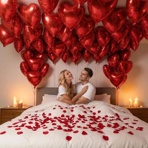 20Pcs Red Heart Balloons 18 inch Foil Heart Shaped Balloons Large Valentines Balloons Helium Support for Valentines Day Wedding Bridal Showers Engagement Anniversary Valentine's Day Decorations in Saudi Arabia