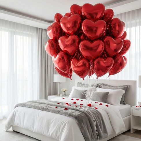 20Pcs Red Heart Balloons 18 inch Foil Heart Shaped Balloons Large Valentines Balloons Helium Support for Valentines Day Wedding Bridal Showers Engagement Anniversary Valentine's Day Decorations in Saudi Arabia