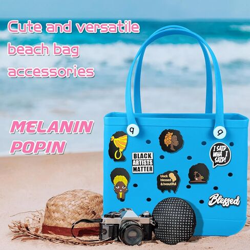 Hikkcos 8PCS Black Girl Charms for Bogg Bags Afro-Centric Beach Bag Accessories Lightweight, Waterproof Clips for Summer Totes, Pool & Travel in Saudi Arabia