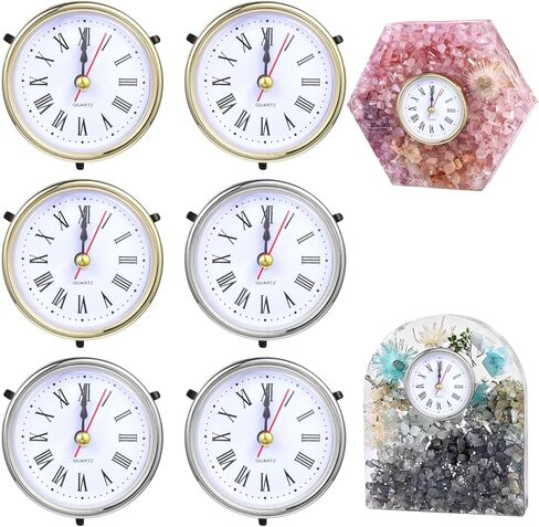 6 قطع من ساعات الأرقام الرومانية لقالب الراتنج، ساعة كوارتز تعمل بالبطارية، مكونات ساعة فضية ذهبية لصب ساعة راتنجات الإيبوكسي لتزيين ساعة الطاولة بنفسك in Kuwait