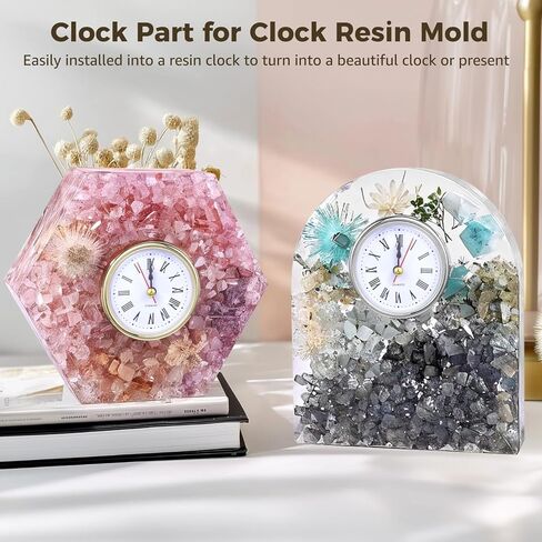 6 قطع من ساعات الأرقام الرومانية لقالب الراتنج، ساعة كوارتز تعمل بالبطارية، مكونات ساعة فضية ذهبية لصب ساعة راتنجات الإيبوكسي لتزيين ساعة الطاولة بنفسك in Kuwait