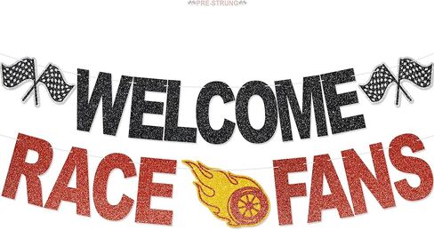 Welcome Race Fans Banner - NO DIY Race Fans Decorations For Party Supplies Glitter Cars Party Décor in Kuwait