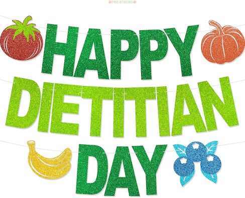 Happy Dietitian Day Banner - NO DIY Registered Dietitian Nutritionist Day Decorations For Office Décor Glitter RDN DN Appreciation Gifts in Kuwait