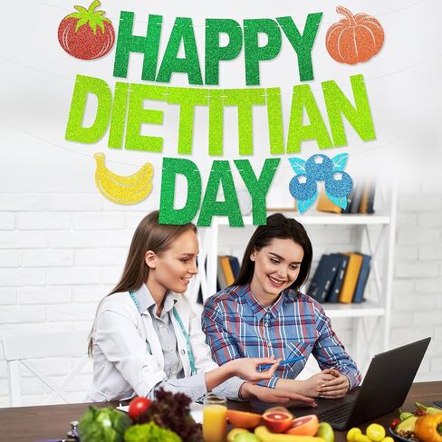 Happy Dietitian Day Banner - NO DIY Registered Dietitian Nutritionist Day Decorations For Office Décor Glitter RDN DN Appreciation Gifts in Kuwait