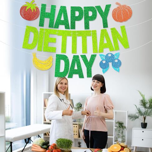 Happy Dietitian Day Banner - NO DIY Registered Dietitian Nutritionist Day Decorations For Office Décor Glitter RDN DN Appreciation Gifts in Kuwait