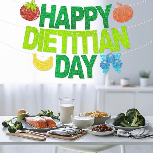 Happy Dietitian Day Banner - NO DIY Registered Dietitian Nutritionist Day Decorations For Office Décor Glitter RDN DN Appreciation Gifts in Kuwait