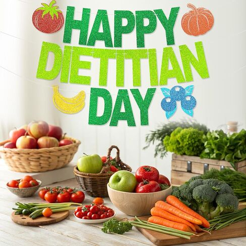 Happy Dietitian Day Banner - NO DIY Registered Dietitian Nutritionist Day Decorations For Office Décor Glitter RDN DN Appreciation Gifts in Kuwait