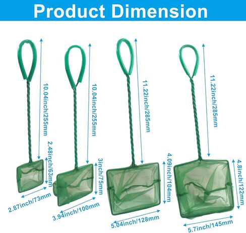 BokWin Multi-Size Small Fish Net, 4 Pack Bait Fish Net,for Aquarium, Fishes Tank, Pond (3inch 4inch 5inch 6inch) in Saudi Arabia