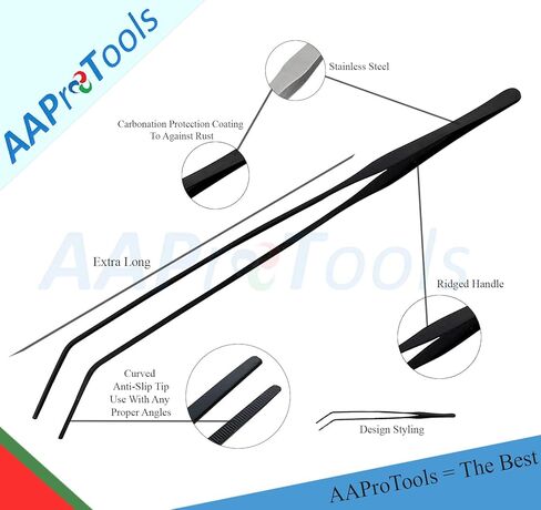 Fish Aquarium Cleaner Stainless Steel Aquarium Curved Tweezer Black Coated 15" Long Instruments in Saudi Arabia