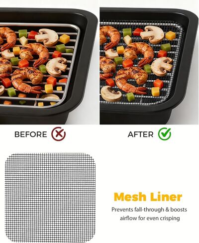 ملحقات بطانة قابلة لإعادة الاستخدام لفرن بيتزا Ninja Woodfire 8 في 1 للمدخن الخارجي MO201 - 2 صلب، 2 شبكي، و2 مثقوب (ألياف زجاجية PTFE، خالية من PFOA) - آمنة عند 500 درجة فهرنهايت in Kuwait