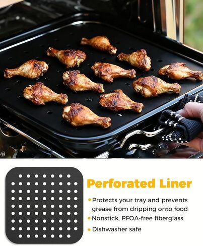 ملحقات بطانة قابلة لإعادة الاستخدام لفرن بيتزا Ninja Woodfire 8 في 1 للمدخن الخارجي MO201 - 2 صلب، 2 شبكي، و2 مثقوب (ألياف زجاجية PTFE، خالية من PFOA) - آمنة عند 500 درجة فهرنهايت in Kuwait