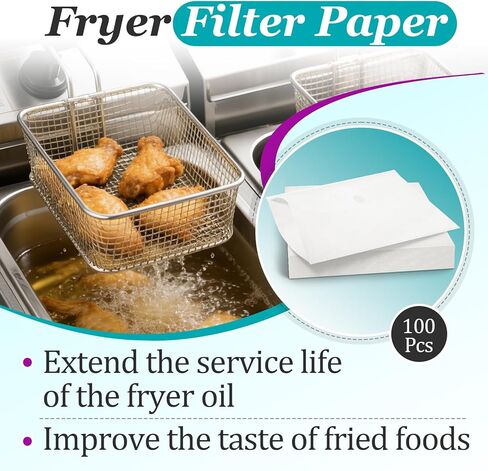 100 Pcs Fryer Filter Paper Envelope Style Compatible with Henny Penny 12102, Commercial Deep Fryer Oil Filtration with a Filter Hole for Restaurants, Food Dining Cars and Hotels in Kuwait