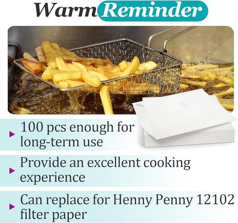 100 Pcs Fryer Filter Paper Envelope Style Compatible with Henny Penny 12102, Commercial Deep Fryer Oil Filtration with a Filter Hole for Restaurants, Food Dining Cars and Hotels in Kuwait