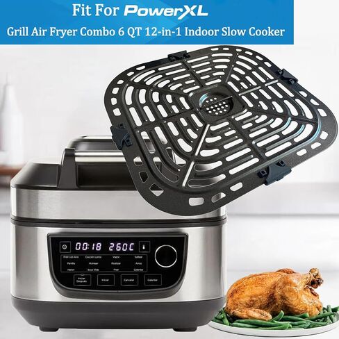 ALJ 6QT Air Fryer Grill Plate for Power XL Grill Air Fryer Combo 6QT 12-in-1 Indoor Slow Cooker, Upgraded Air Fryer Grill Pan Crisper Tray Plate Insert Grate Rack Grid Shelf for Power XL 6QT Air Fryer in Saudi Arabia