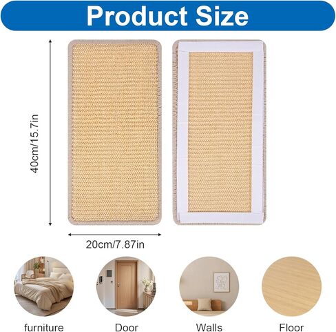 4 PCS Carpet Cat Scratching Mat Sisal, 15.7 x 7.8 inch Natural Sisal Cat Scratching Mat with Adhesive Hook Loop Tape for Indoor Protect Couch and Carpets in Saudi Arabia