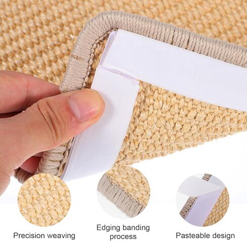 4 PCS Carpet Cat Scratching Mat Sisal, 15.7 x 7.8 inch Natural Sisal Cat Scratching Mat with Adhesive Hook Loop Tape for Indoor Protect Couch and Carpets in Saudi Arabia
