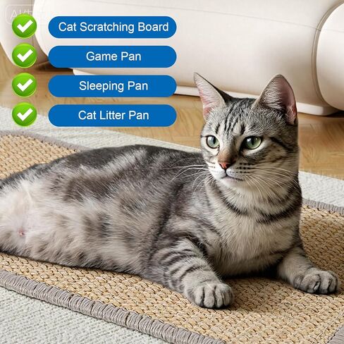 4 PCS Carpet Cat Scratching Mat Sisal, 15.7 x 7.8 inch Natural Sisal Cat Scratching Mat with Adhesive Hook Loop Tape for Indoor Protect Couch and Carpets in Saudi Arabia