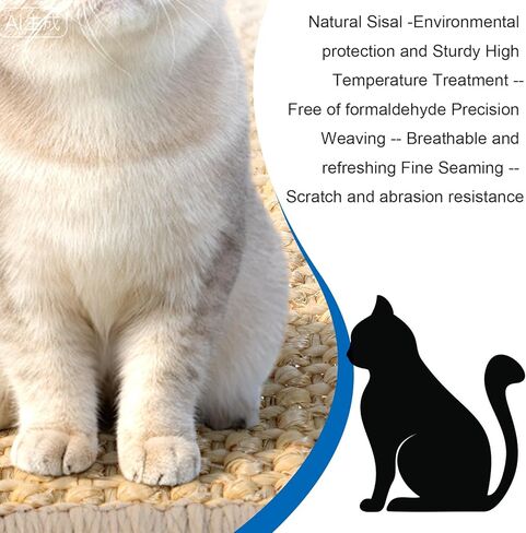 4 PCS Carpet Cat Scratching Mat Sisal, 15.7 x 7.8 inch Natural Sisal Cat Scratching Mat with Adhesive Hook Loop Tape for Indoor Protect Couch and Carpets in Saudi Arabia