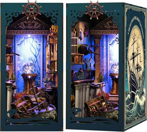 Book Nook Kits for Adults - Ocean Mystery 3D Puzzle with LED | Pirate Shipwreck Diorama & Seashell Decor | Unique Gifts for Adventure Lovers (Blue) in Saudi Arabia