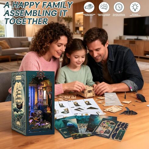 Book Nook Kits for Adults - Ocean Mystery 3D Puzzle with LED | Pirate Shipwreck Diorama & Seashell Decor | Unique Gifts for Adventure Lovers (Blue) in Saudi Arabia