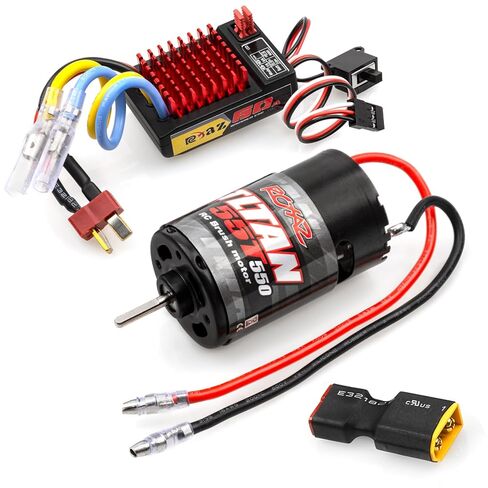 Brushed Power Combo 550 55T Motor 60/320A ESC BEC 6V/2A Splash-Proof for 1/10 RC Crawler Car Trx4 Trx6 Axial SCX10 II III Redcat Gen7 Gen8 V2 RC4WD D90,Slow Car in Saudi Arabia