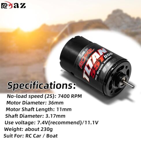 Brushed Power Combo 550 55T Motor 60/320A ESC BEC 6V/2A Splash-Proof for 1/10 RC Crawler Car Trx4 Trx6 Axial SCX10 II III Redcat Gen7 Gen8 V2 RC4WD D90,Slow Car in Saudi Arabia