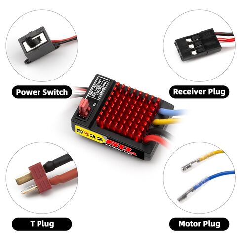 Brushed Power Combo 550 55T Motor 60/320A ESC BEC 6V/2A Splash-Proof for 1/10 RC Crawler Car Trx4 Trx6 Axial SCX10 II III Redcat Gen7 Gen8 V2 RC4WD D90,Slow Car in Saudi Arabia