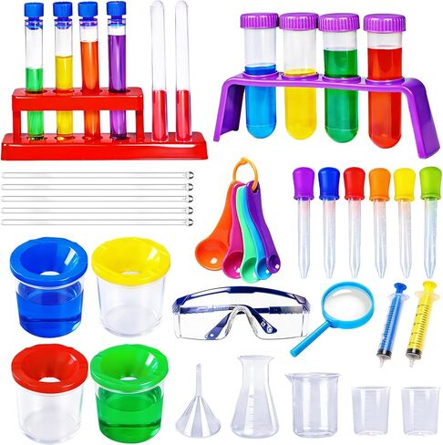 Bbiamsleep 37 Pcs Science Kits for Kids, Beakers and Test Tubes Droppers Set, Kids Science Experiment Kit Include Magnifying Glass Plastic Test Tubes for Christmas Birthday Party Gift in Saudi Arabia
