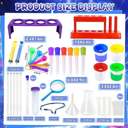 Bbiamsleep 37 Pcs Science Kits for Kids, Beakers and Test Tubes Droppers Set, Kids Science Experiment Kit Include Magnifying Glass Plastic Test Tubes for Christmas Birthday Party Gift in Saudi Arabia