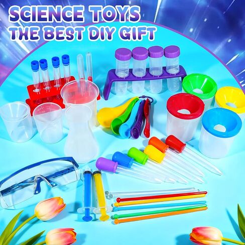 Bbiamsleep 37 Pcs Science Kits for Kids, Beakers and Test Tubes Droppers Set, Kids Science Experiment Kit Include Magnifying Glass Plastic Test Tubes for Christmas Birthday Party Gift in Saudi Arabia