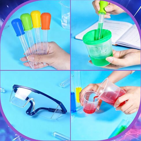 Bbiamsleep 37 Pcs Science Kits for Kids, Beakers and Test Tubes Droppers Set, Kids Science Experiment Kit Include Magnifying Glass Plastic Test Tubes for Christmas Birthday Party Gift in Saudi Arabia