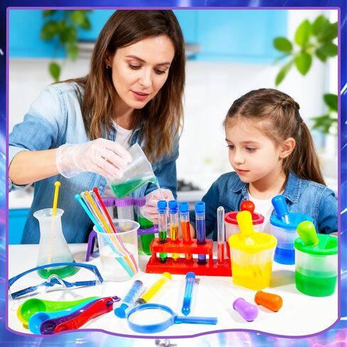 Bbiamsleep 37 Pcs Science Kits for Kids, Beakers and Test Tubes Droppers Set, Kids Science Experiment Kit Include Magnifying Glass Plastic Test Tubes for Christmas Birthday Party Gift in Saudi Arabia