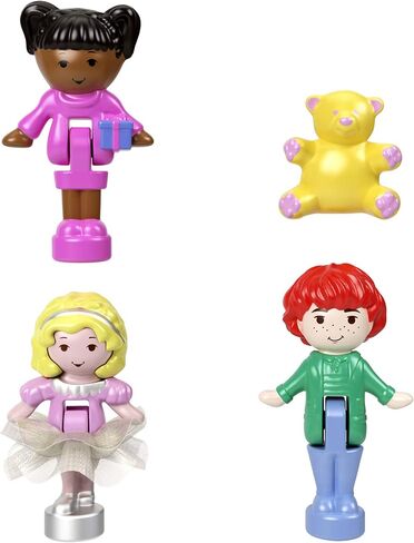 Polly Pocket Mattel 80th Anniversary Tribute Pencil Case Set with 3 Dolls, 1 Pet, a Skirt and Celebration Themed Furniture, JGK22 in Saudi Arabia