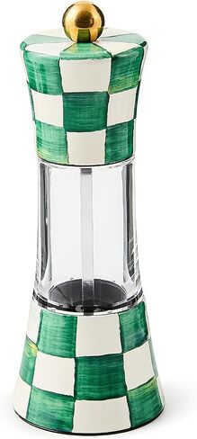 MACKENZIE-CHILDS Enamel Grinder, Refillable Manual Salt Grinder and Pepper Grinder, Brown-and-White Mocha Check in Saudi Arabia