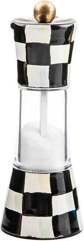 MACKENZIE-CHILDS Enamel Grinder, Refillable Manual Salt Grinder and Pepper Grinder, Brown-and-White Mocha Check in Saudi Arabia