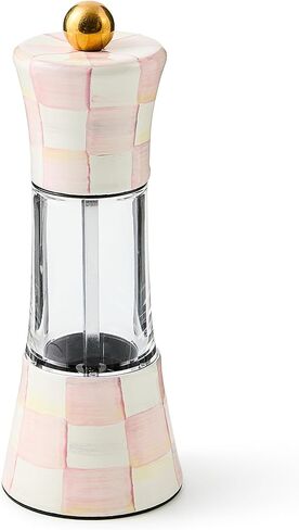 MACKENZIE-CHILDS Enamel Grinder, Refillable Manual Salt Grinder and Pepper Grinder, Brown-and-White Mocha Check in Saudi Arabia