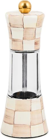 MACKENZIE-CHILDS Enamel Grinder, Refillable Manual Salt Grinder and Pepper Grinder, Brown-and-White Mocha Check in Saudi Arabia
