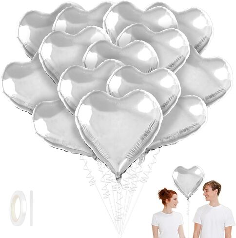 Heart Balloons,15Pcs Pink Heart Shaped Balloons, 18 Inch Love Valentines Balloon, Metallic Helium Mylar Foil Balloon for Mother's Day Propose Marriage Wedding Birthday Valentines Day Decorations in Saudi Arabia