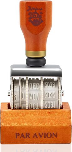 Adjustable Roller Date Stamp 2025-2035 - Retro Small Date Stamper, Rubber Stamp with Wooden Handle & Base, Date Stamper Inking Day Month Year for Planners, Journals, Cards & DIY Crafts in Saudi Arabia