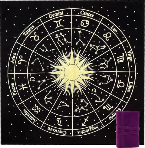 بساط التارو من قماش التارو المخملي للقراءة - ملحقات السحر مع حقيبة بطاقات التارو (أرجواني) in Kuwait