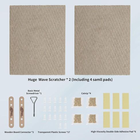 ALLGEAR 33"x13" Extra Large Cat Scratcher Lounge, Jumbo Corrugated Cardboard Scratching Pad for Large Cats, Wave Reversible Thick 2.2"–1.4", W/Catnip, Durable Cat Bed (2 XL Pads = 4 Medium Pads) in Saudi Arabia