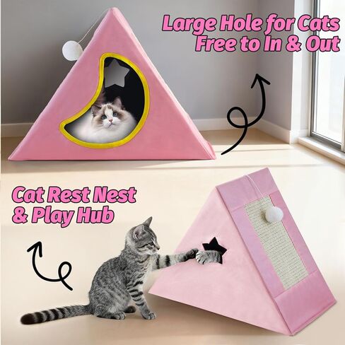 Upgraded Cat Scratcher House, 3 in 1 Foldable Sisal Cat Scratcher, Double-Sided Usability, Durable Cat Furniture for Cats to Play, Scratch, and Sleep in Saudi Arabia